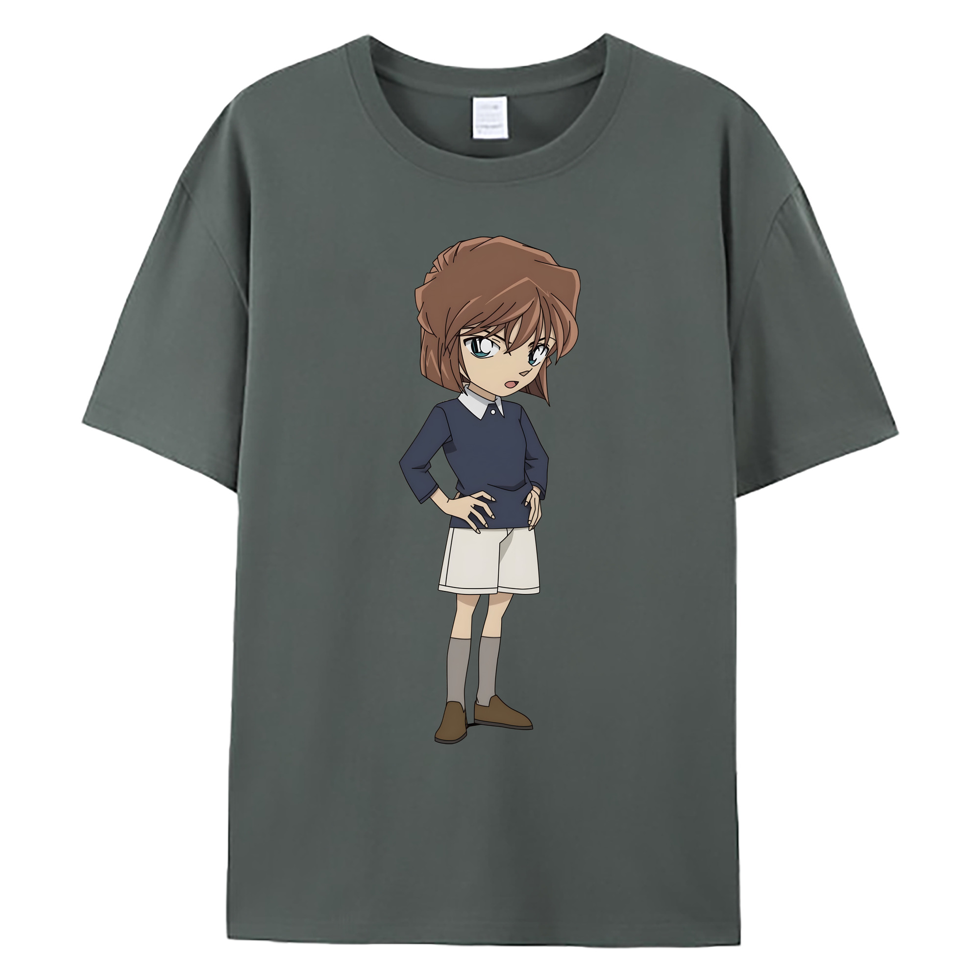 （画像用） 名探偵コナン 灰原 哀 はいばら あい Detective Conan Anita Hailey、Vi Graythorn Haibara Ai 綿100％ メンズ半袖Tシャツ｜肌触りやわらか＆通気性
